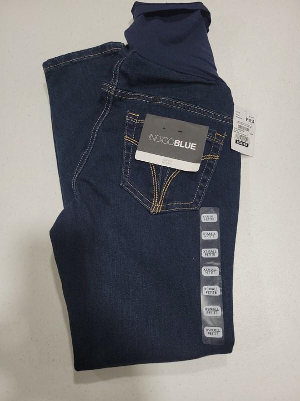 Indigo Blue Women's Maternity Skinny Blue Jeans XS Stretch Over Belly New w Tags