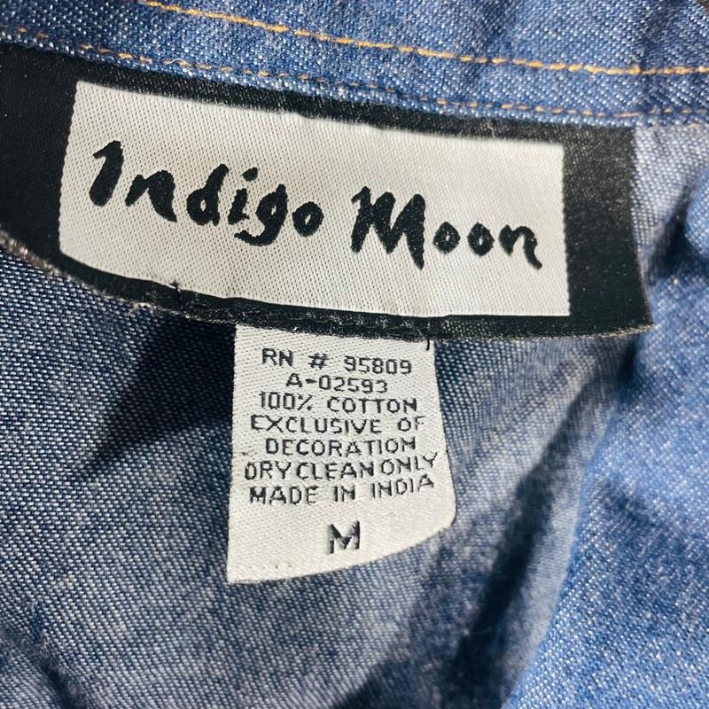 Indigo Moon Women Denim Jacket M Embroidered Floral Button Up Vintage Western
