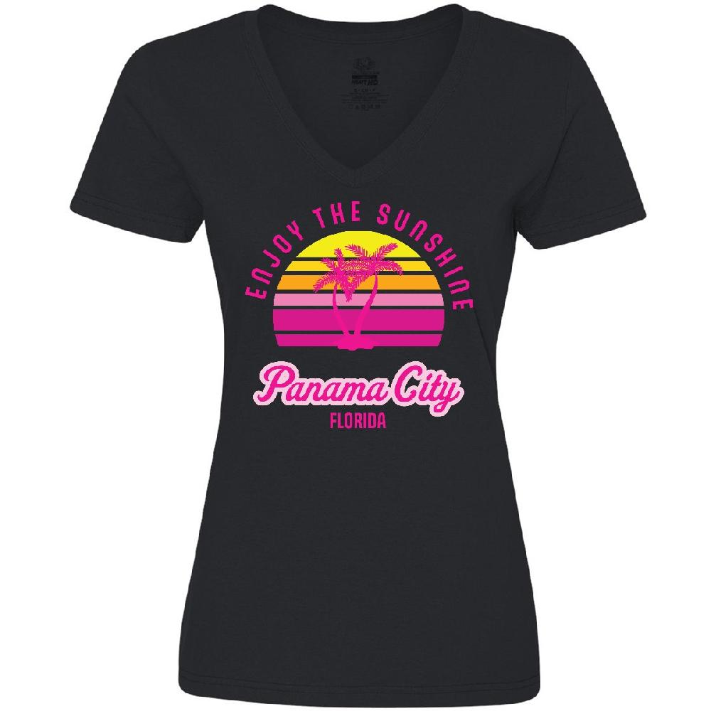 Inktastic Summer Enjoy The Sunshine Panama City Florida Women's V-Neck T-Shirt