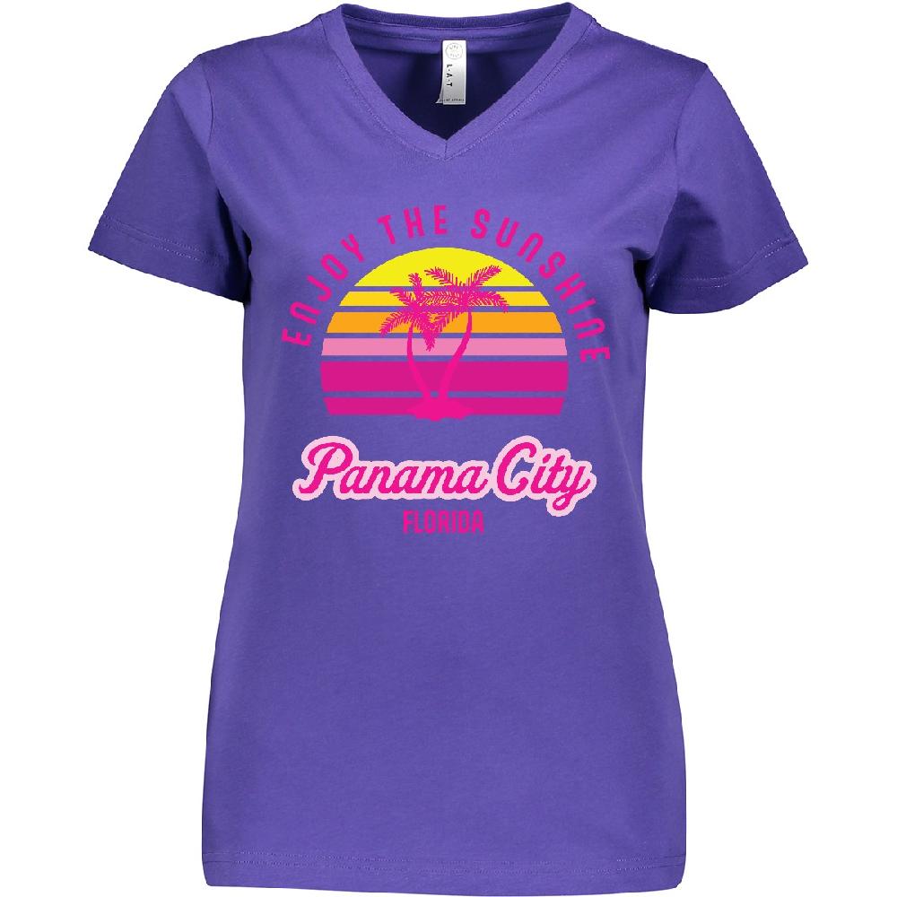 Inktastic Summer Enjoy The Sunshine Panama City Florida Women's V-Neck T-Shirt