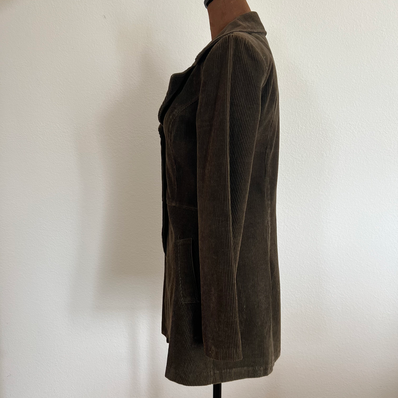 Innocent Women's Size S Olive Green Long Sleeves Corduroy Button-Front Jacket