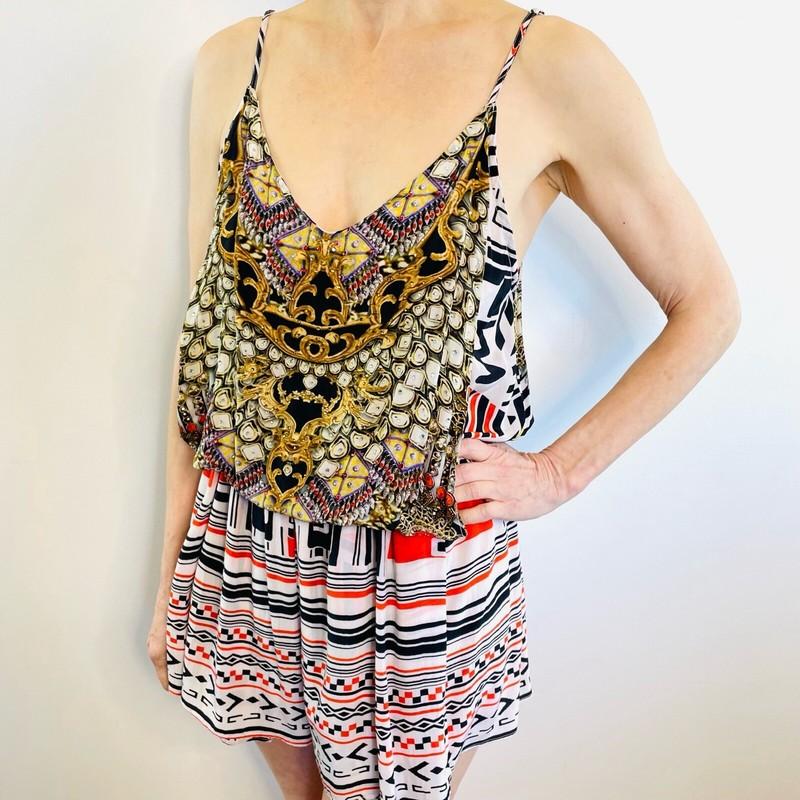 Inoa Size 1 (8 - 14) Multicolor Silk Embellished Sleeveless Playsuit Designer