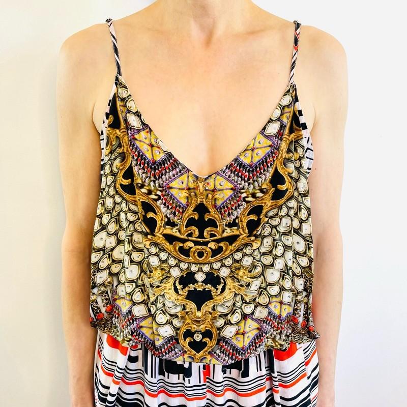 Inoa Size 1 (8 - 14) Multicolor Silk Embellished Sleeveless Playsuit Designer