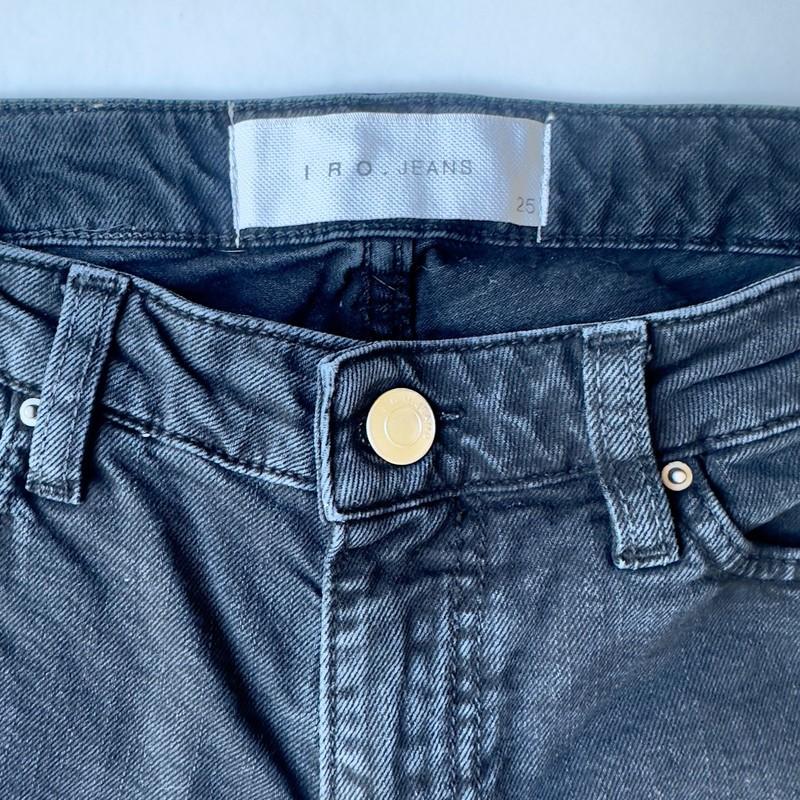 IRO Jeans Freddy Bootcut Flare-Black Denim-Midrise-Raw Hem-Stretch Jeans-Size 25