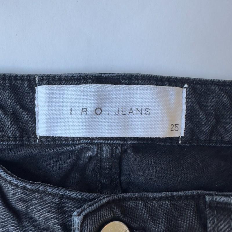 IRO Jeans Freddy Bootcut Flare-Black Denim-Midrise-Raw Hem-Stretch Jeans-Size 25