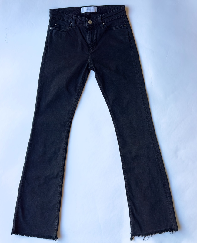 IRO Jeans Freddy Bootcut Flare-Black Denim-Midrise-Raw Hem-Stretch Jeans-Size 25