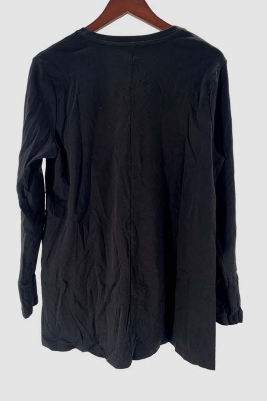 Isaac Mizrahi Live Essentials Pima Cotton V-Neck Hi-Low Hem To Black
