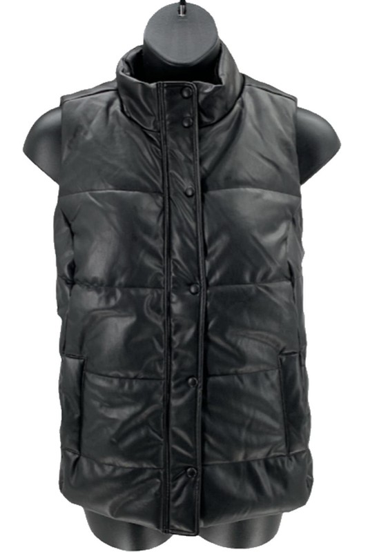 Isaac Mizrahi Live Faux Leather Vest Black