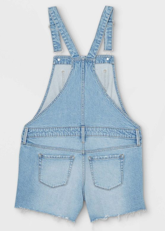 ISABEL MATERNITY DENIM OVERALLS JEANS SHORTALLS DESTRUCTION FRAYED HEM SHORTS 2
