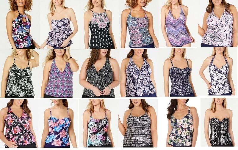 Island Escape Swimsuit Tankini Top Black Size 12 Palisades Bandeau Pl597