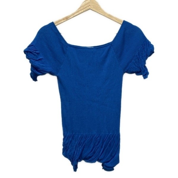 Issey Miyake Blue Pleated Knit Sweater Women Size 2 Japan