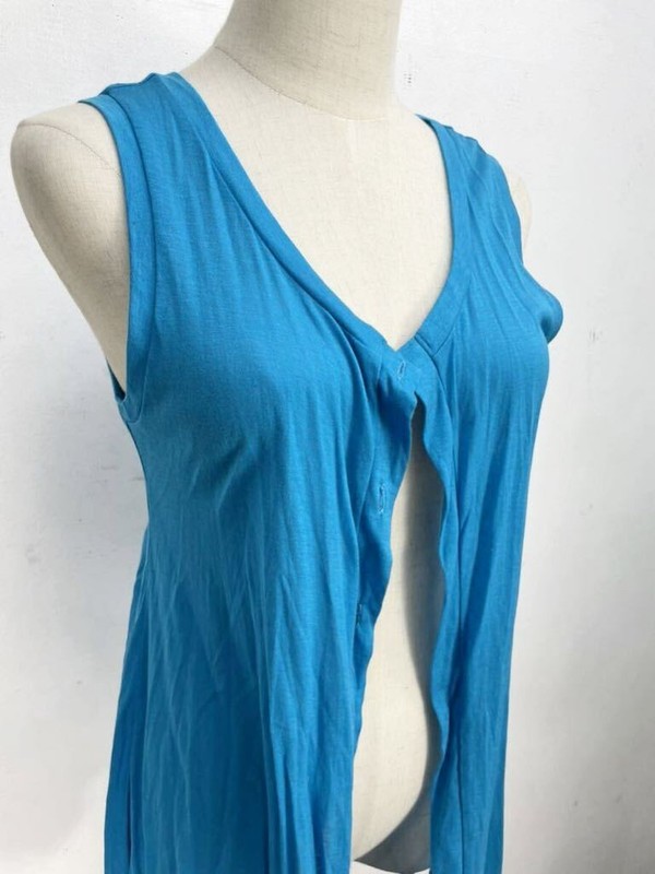 Issey Miyake Me Light Blue Sleeveless Jacket Top Used Japan