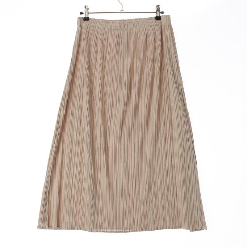 Issey Miyake Pleats Please Long Skirt Beige Size 5 Used Japan