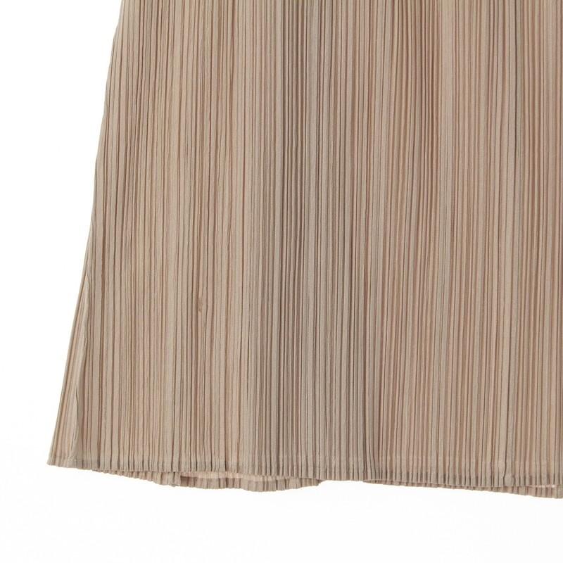 Issey Miyake Pleats Please Long Skirt Beige Size 5 Used Japan