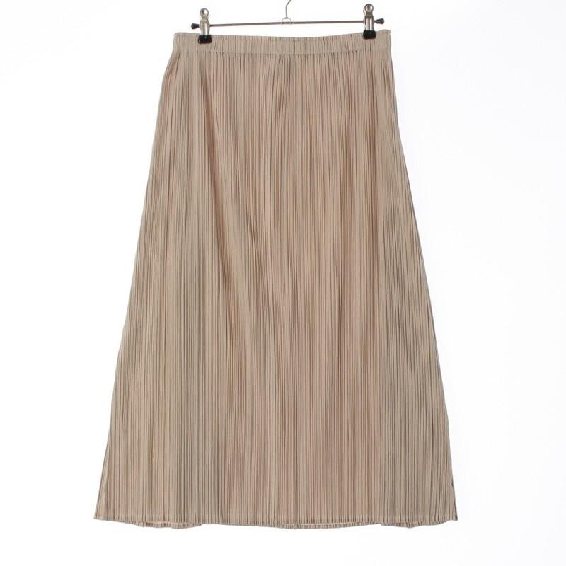 Issey Miyake Pleats Please Long Skirt Beige Size 5 Used Japan