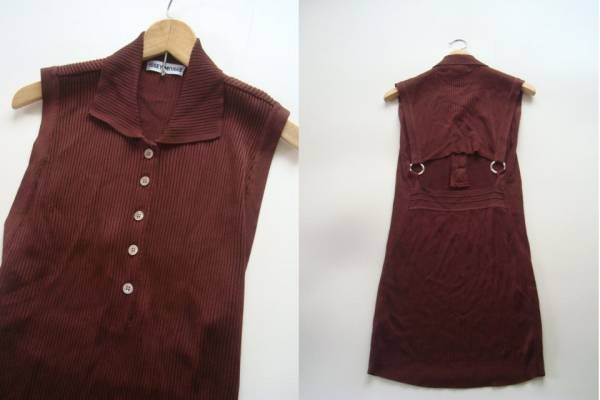 Issey Miyake Sleeveless Knit Brown Used Japan