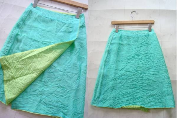 Issey Miyake Wrinkle Skirt Blue Green Used Japan