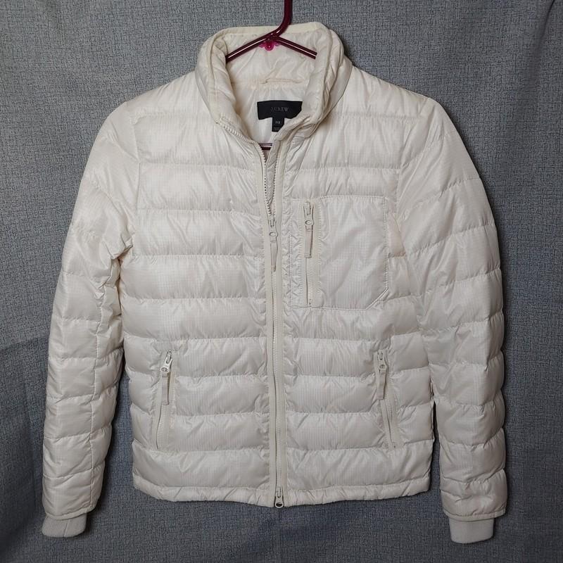 J.Crew B3903 Lightweight Puffer Down Fill Cream Jacket Coat - Women's Size XXS
