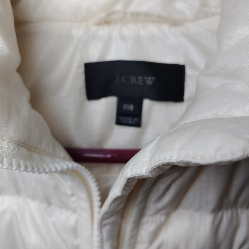 J.Crew B3903 Lightweight Puffer Down Fill Cream Jacket Coat - Women's Size XXS