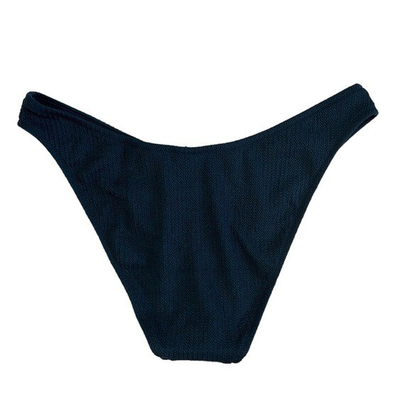 J. Crew Bikini Bottom Women's L Teal Blue Textured Curved Waist Cheeky New 7854