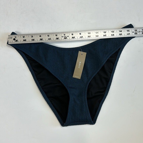J. Crew Bikini Bottom Women's L Teal Blue Textured Curved Waist Cheeky New 7854