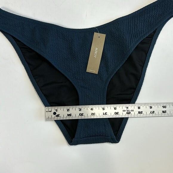 J. Crew Bikini Bottom Women's L Teal Blue Textured Curved Waist Cheeky New 7854