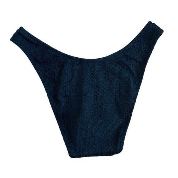 J. Crew Bikini Bottom Women's S Teal Blue Textured Curved Waist Cheeky New 7852
