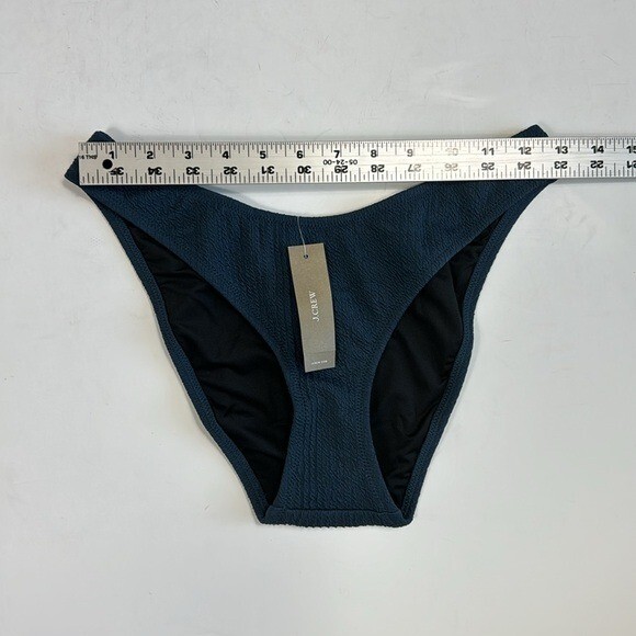 J. Crew Bikini Bottom Women's S Teal Blue Textured Curved Waist Cheeky New 7852