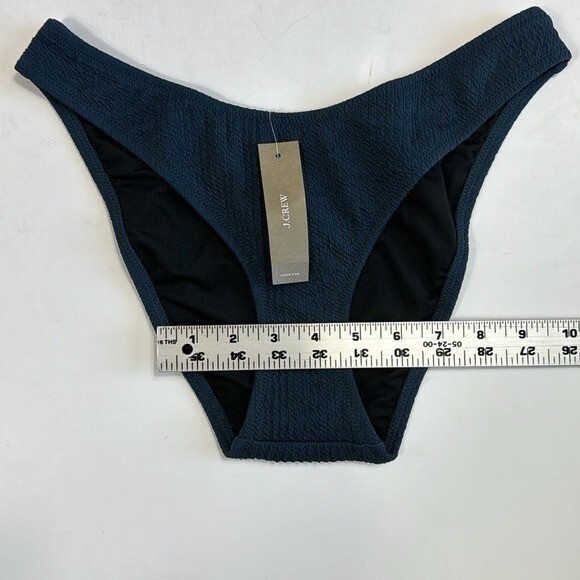 J. Crew Bikini Bottom Women's S Teal Blue Textured Curved Waist Cheeky New 7852