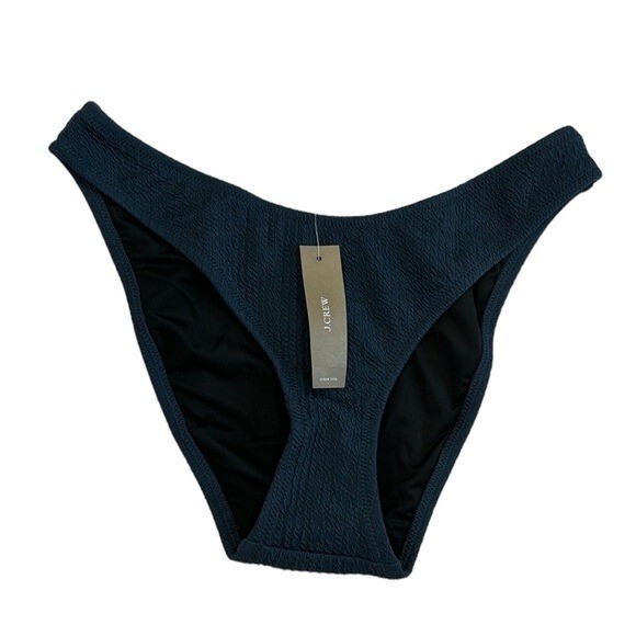 J. Crew Bikini Bottom Women's S Teal Blue Textured Curved Waist Cheeky New 7852