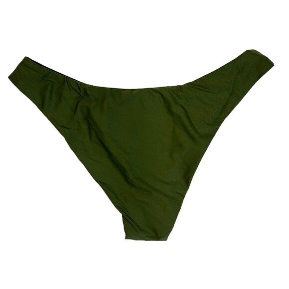 J Crew Curved Waist Cheeky Bikini Bottom Size Large Green