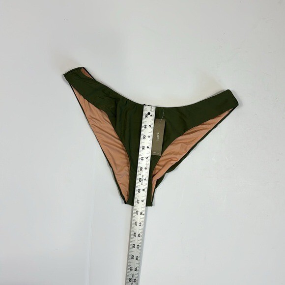 J Crew Curved Waist Cheeky Bikini Bottom Size Large Green