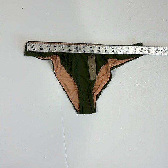 J Crew Curved Waist Cheeky Bikini Bottom Size Large Green