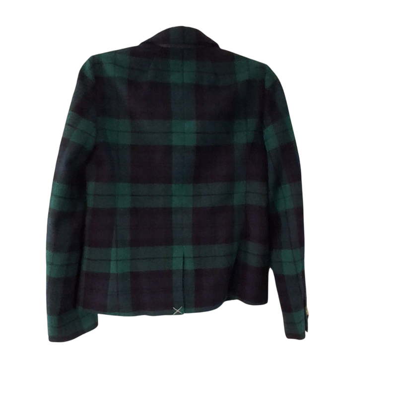 J Crew Factory Schoolboy Blazer Wmns 4 Black Watch Plaid Wool Blend