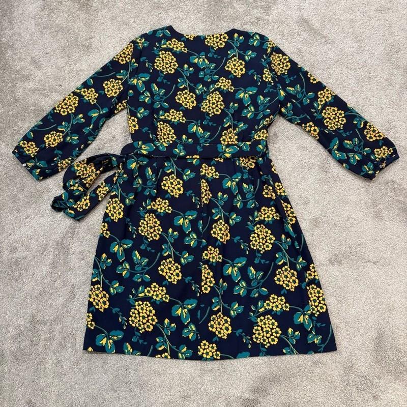 J. Crew Golden Floral Wrap Dress In 365 Crepe Size 14