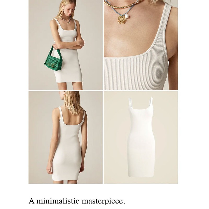 J Crew NWT $128 Sweater Tank Mini Dress In White Sz XL Ribbed Scoop Neck
