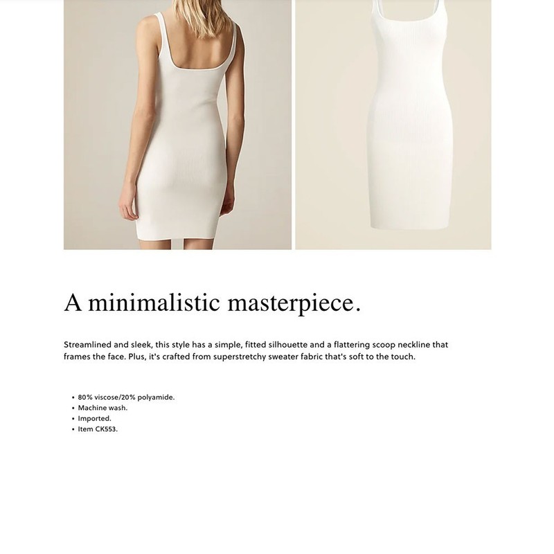 J Crew NWT $128 Sweater Tank Mini Dress In White Sz XL Ribbed Scoop Neck