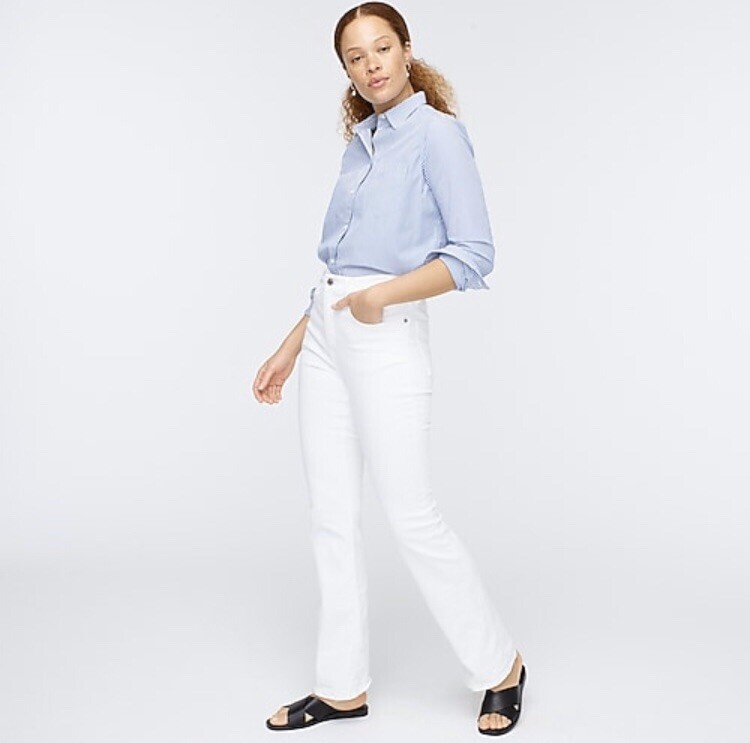 J. Crew NWT Women's Curvy Full-Length Bootcut Jean in White - Size 26