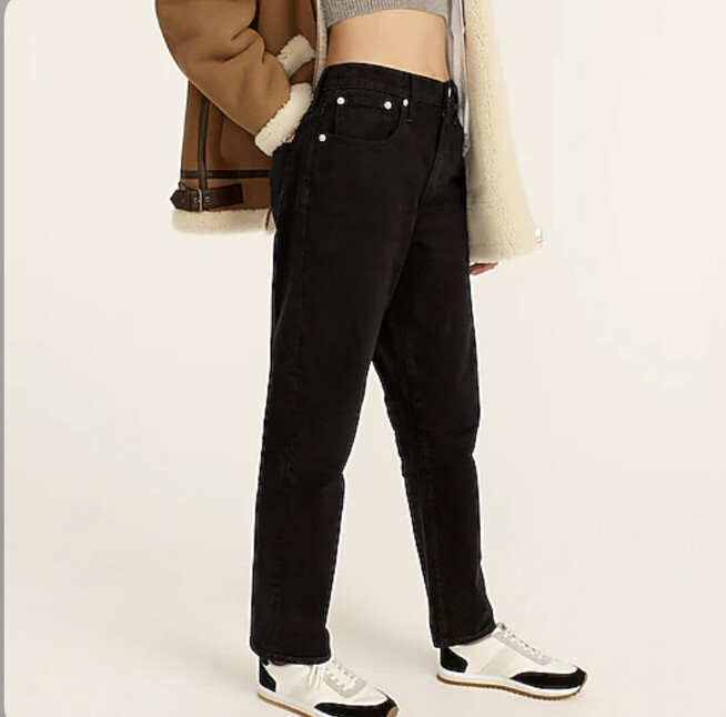 J. Crew NWT Women's Tall Slouchy Boyfriend Jean In Washed Black - Size 27 Tall
