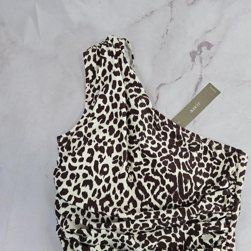 J.Crew One Shoulder Ruched One Piece Swimsuit Women's Size 2 Leopard Brown BF245