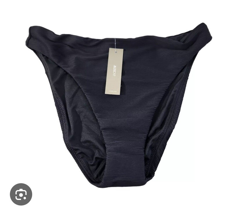 J.Crew Ribbed High Rise Swim Bikini Bottom Black Women's Medium BE808