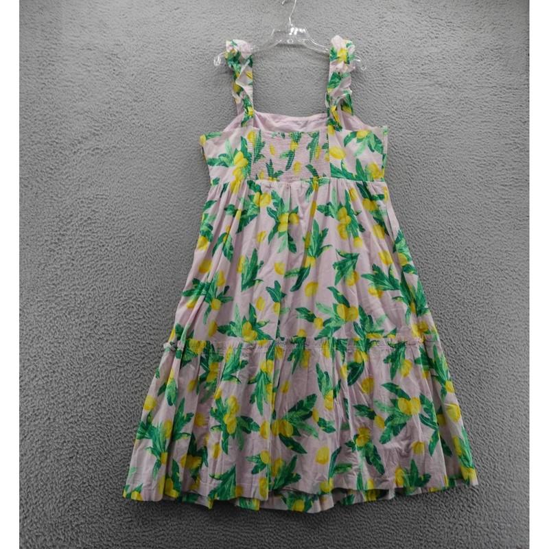 J Crew Square Neck Midi Dress Womens 20 Flutter Sleeve Summer Lemon Print Resort