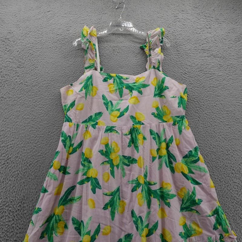 J Crew Square Neck Midi Dress Womens 20 Flutter Sleeve Summer Lemon Print Resort