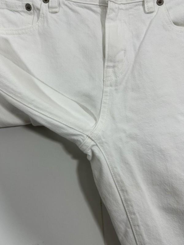 J Crew Sz 25 Women’s White Mid Rise Straight Leg Distress Denim Jeans