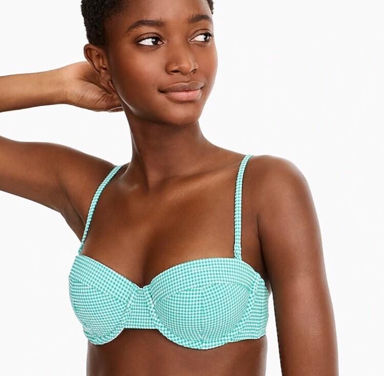 J. Crew Underwire Bikini Top & Surf Hipster Bottom In Tiny Gingham -34A/ X Small