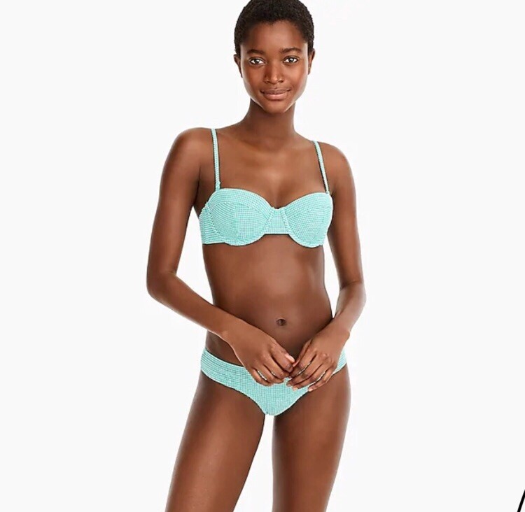J. Crew Underwire Bikini Top & Surf Hipster Bottom in Tiny Gingham -34A/ X Small
