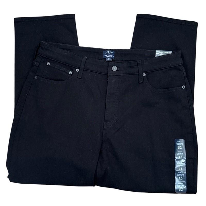 J.Crew Women's 32 Curvy Essential Straight Jeans Black NWT All Day Stretch