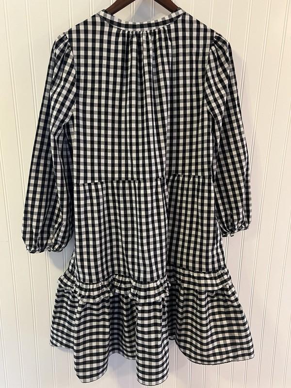 J Crew Women’s Black/White Check Ruffled Dress Size M Party Work Going Out