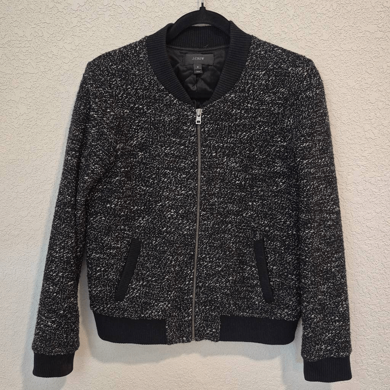 J. Crew Women's Boucle Bomber Jacket Size 6 Gray
