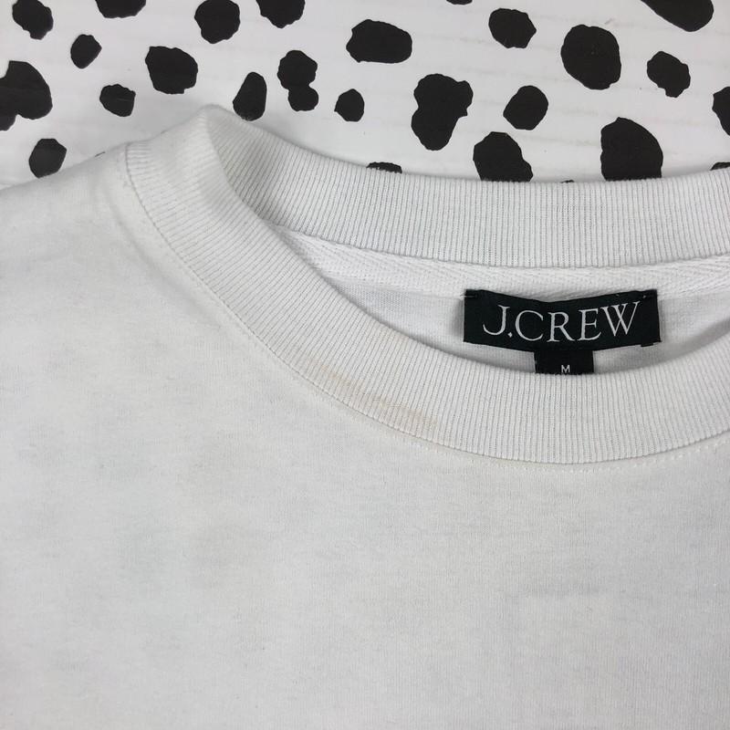 J.CREW Women's Relaxed White Premium-Weight Cropped T-Shirt MEDIUM CA839